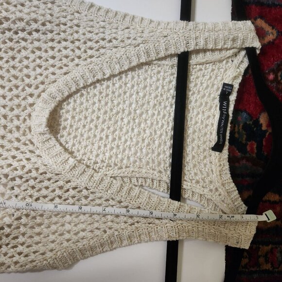 W118 Walter Baker Crochet Racerback Tank Top Sz L Cream Gold Shimmer Cover-up - Picture 6 of 8